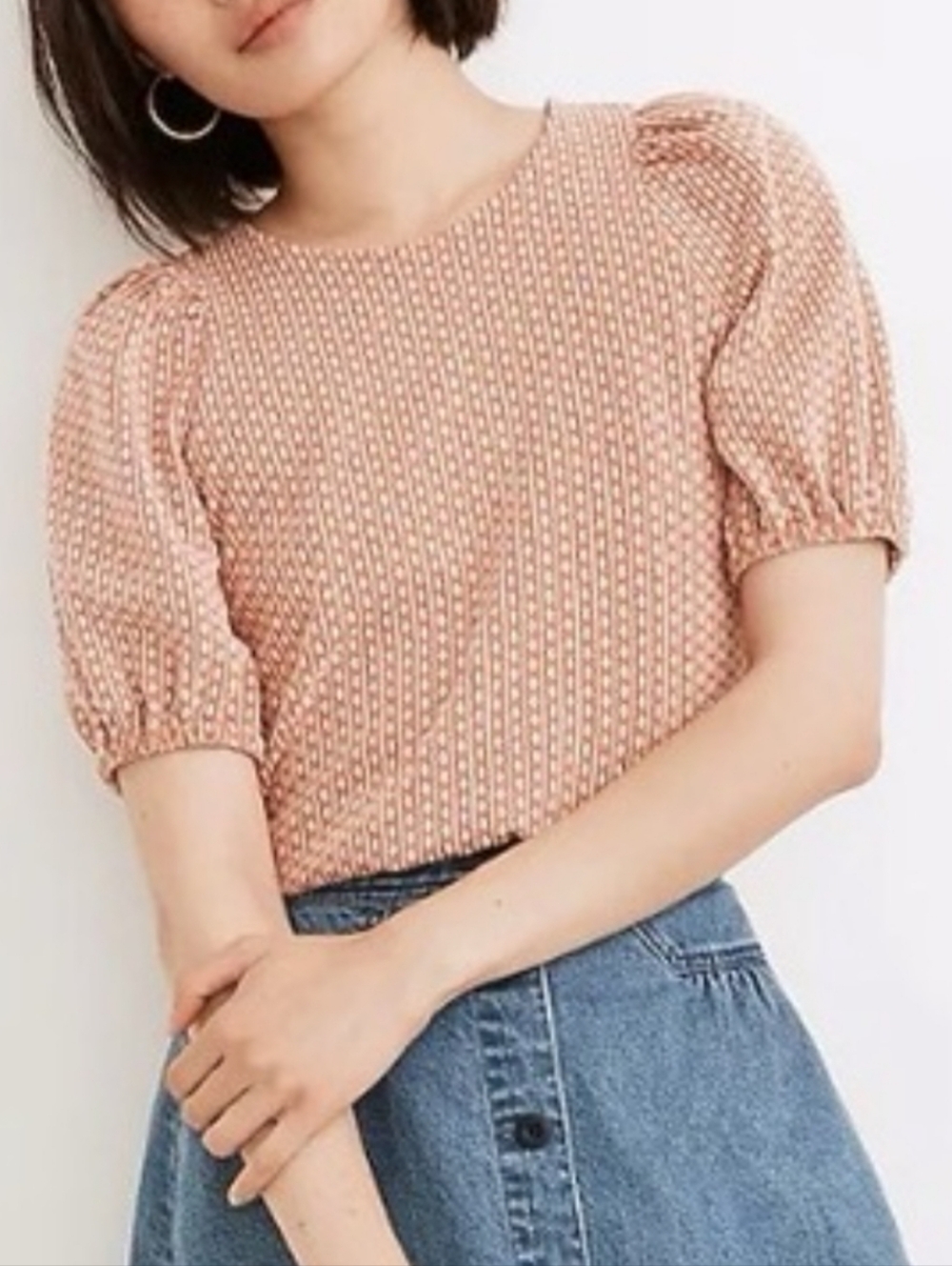 Madewell Rust-Pattern Puff Sleeve Blouse
